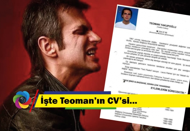 İşte Teoman'ın meşhur olmadan önceki CV'si...